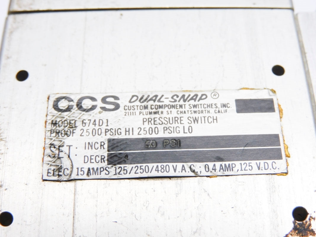 CCS 674D1 50PSI UNMP