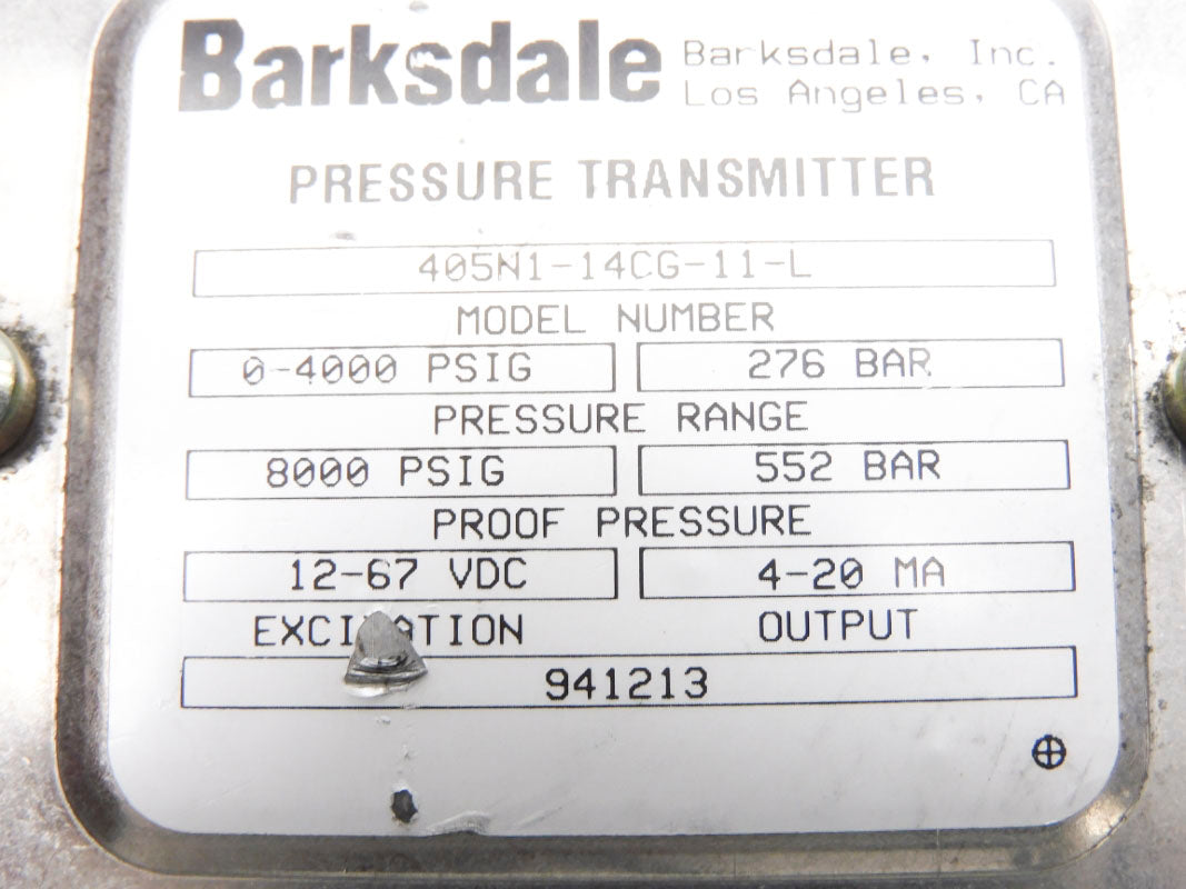 BARKSDALE 405N1-14CG-11-L 0-4000PSIG UNMP