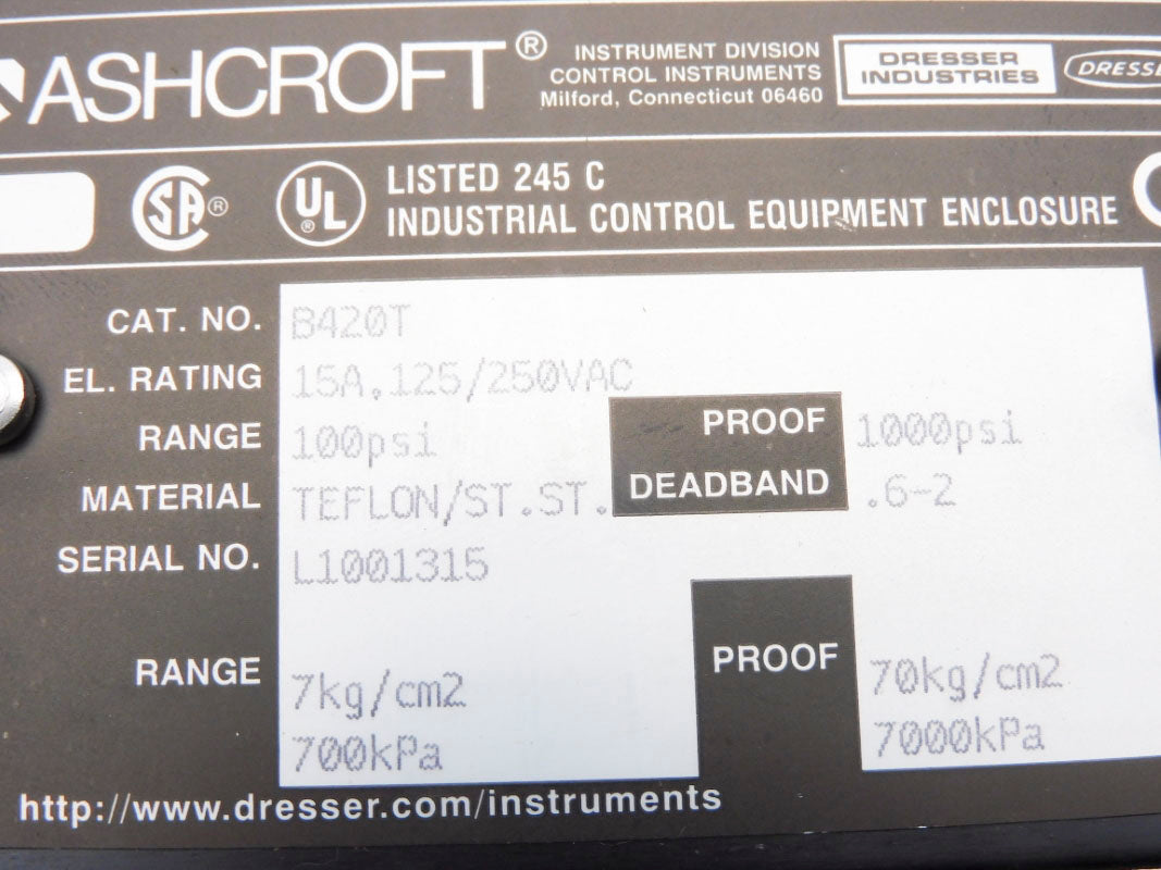 ASHCROFT B420T 100PSI NSMP