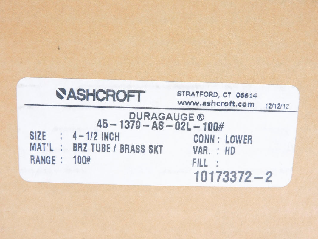 ASHCROFT 45-1379-AS-02L-100# 100PSI NSMP