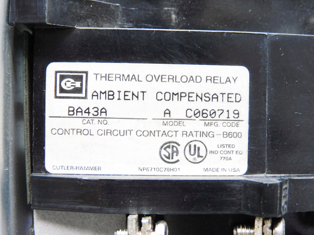 CUTLER HAMMER BA43A UNMP