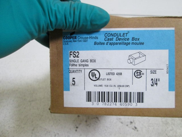 LOT OF 2 COOPER SINGLE GANG BOX FS2 *NEW IN BOX*