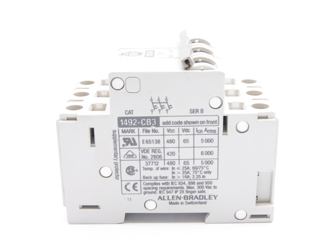 ALLEN BRADLEY 1492-CB3H020 SER. B 2A 480V UNMP