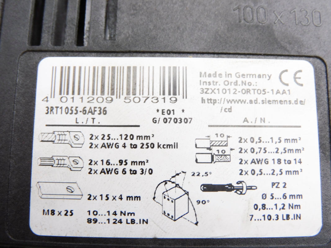 SIEMENS 3RT1055-6AF36 110-127V (AS PICTURED) UNMP