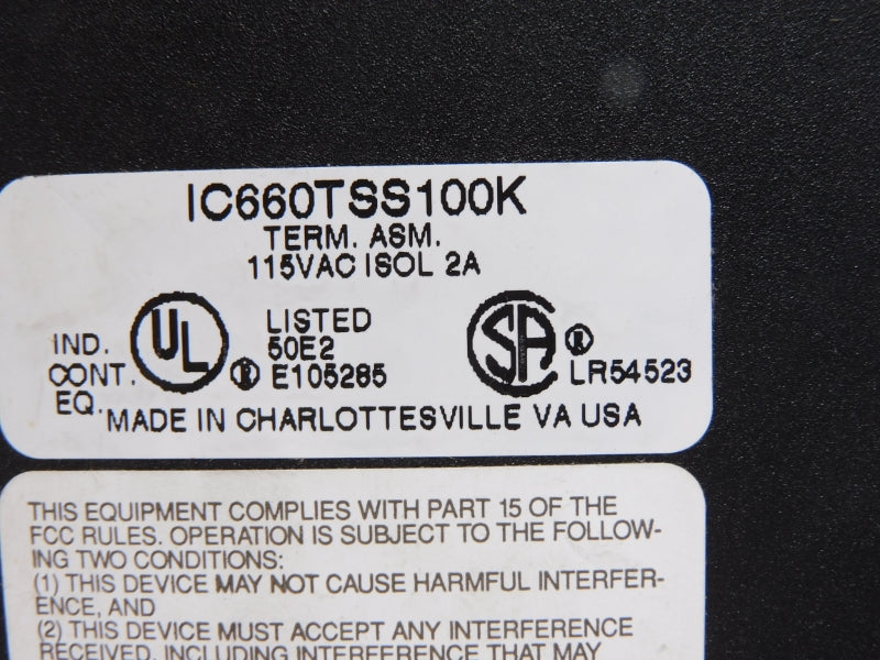 FANUC IC660TSS100K 115VAC (AS PICTURED) UNMP