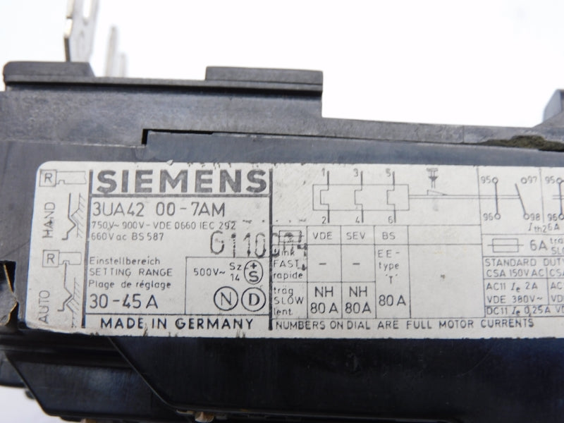 SIEMENS 3UA4200-7AM 900V 30-45A UNMP
