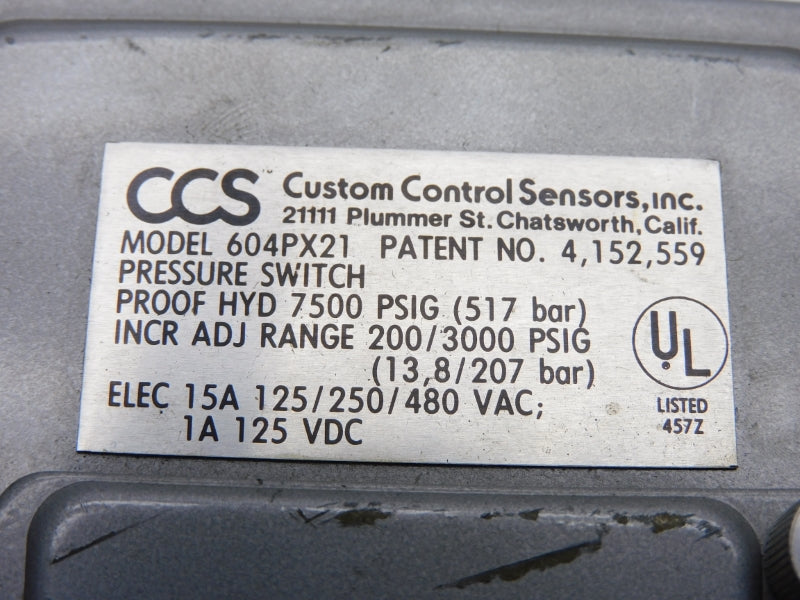 CCS 604PX21 480VAC 15A 7500PSI UNMP