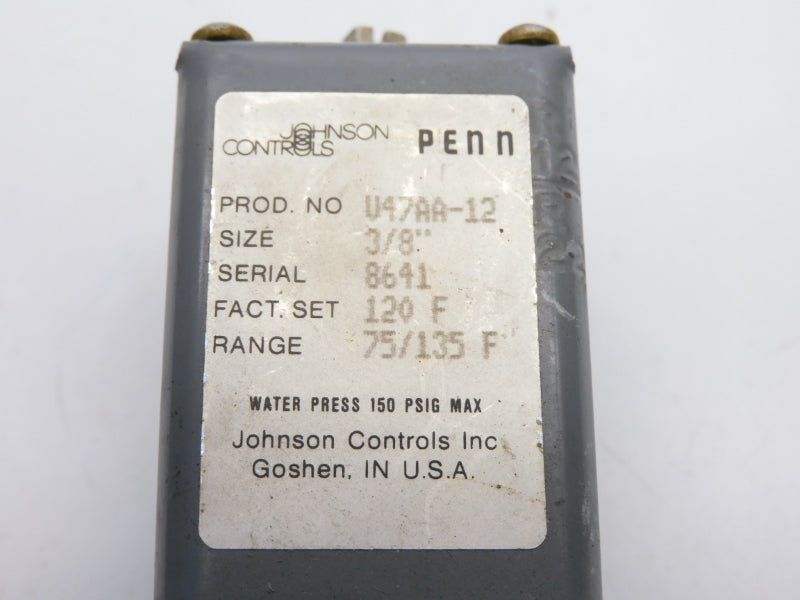 JOHNSON CONTROLS V47AA-12 150PSI 75/135'F 3/8" UNMP
