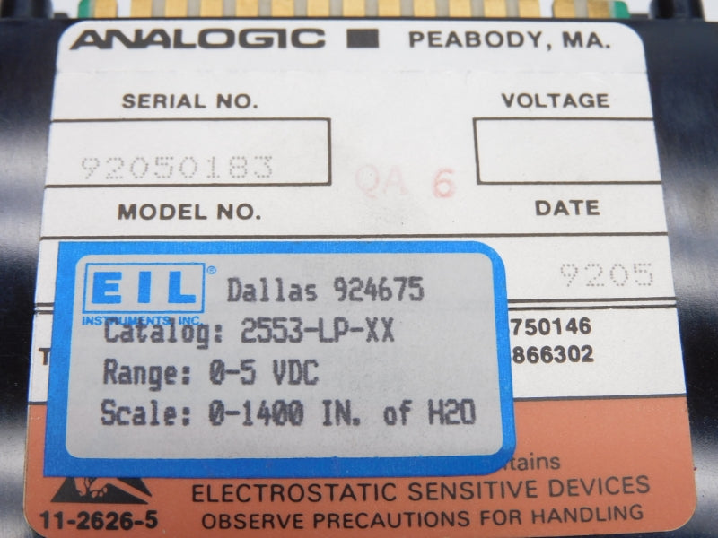 EIL 2553-LP-XX 0-5VDC 0-1400"H2O UNMP