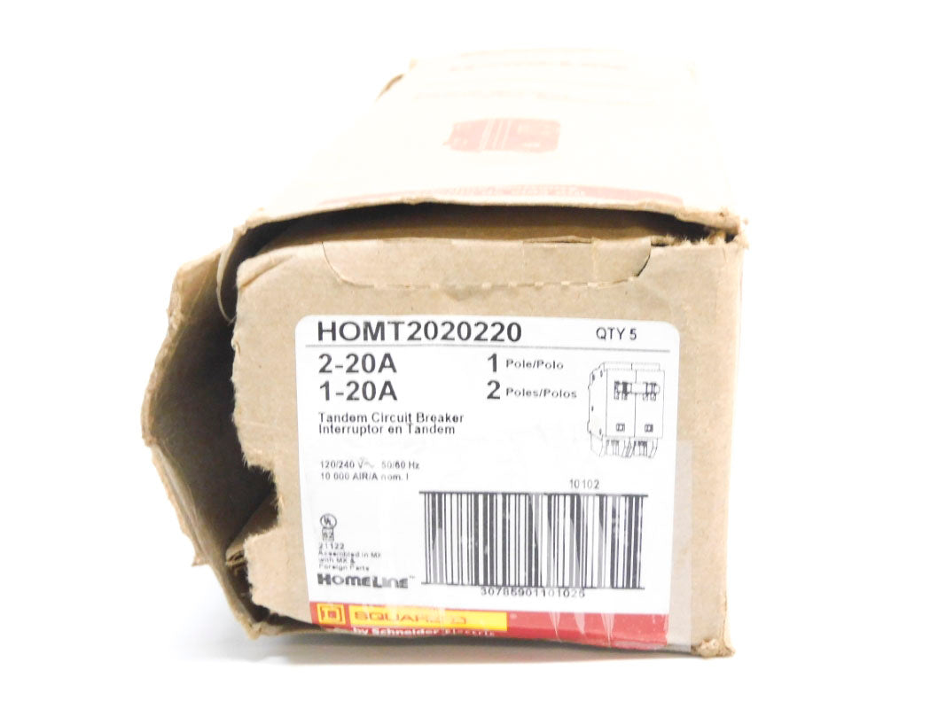 SQUARE D HOMT2020220 2-20 1-20A 120/240V (PKG OF 5) NSMP