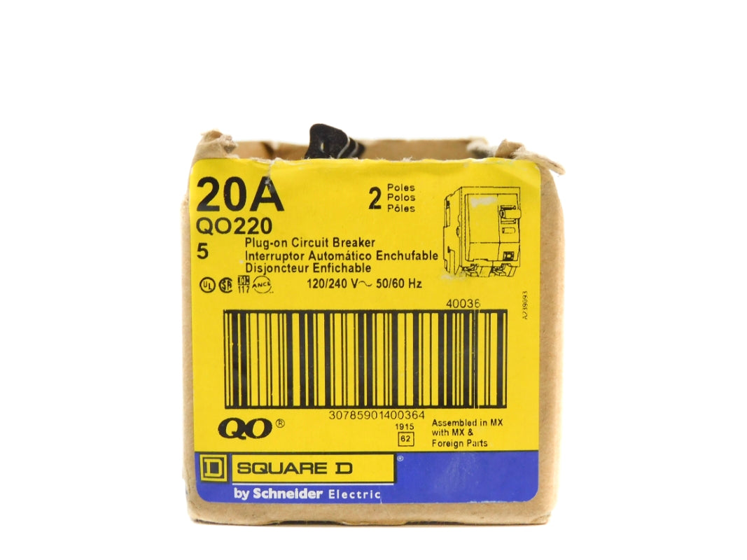 SQUARE D QO220 120/240V 20A (PKG OF 5) NSMP