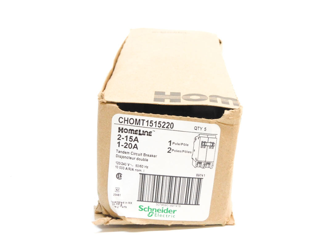SCHNEIDER ELECTRIC CHOMT1515220 2-15A 1-20A 120/240V (PKG OF 5) NSMP