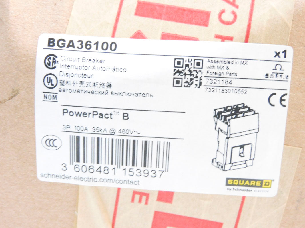 SQUARE D BGA36100 480V 100A NSFS