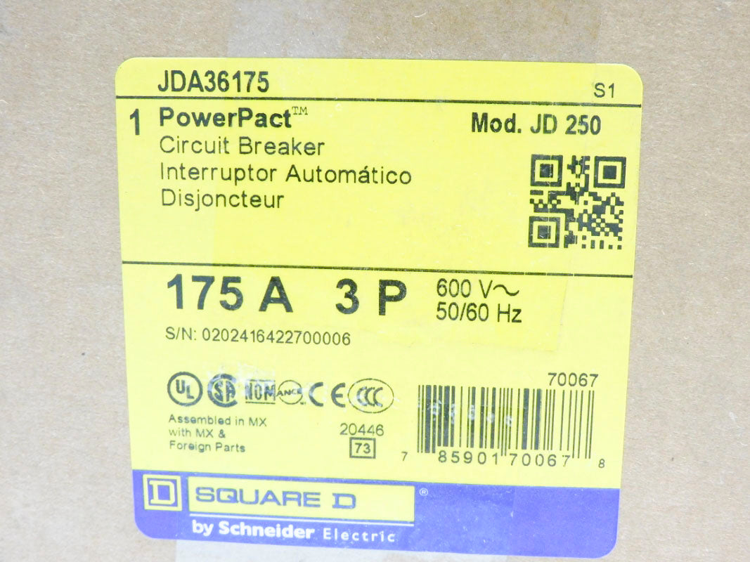 SQUARE D JDA36175 175A 600V NSMP