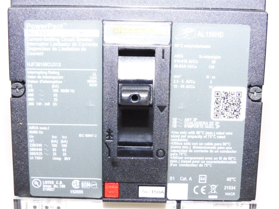 SQUARE D HJF36150CU31X 150A 600V NSMP