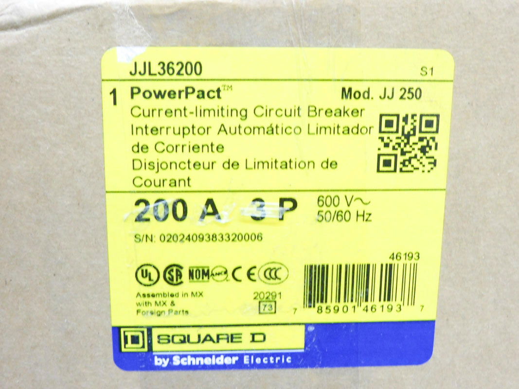 SQUARE D JJL36200 600V 200A NSMP
