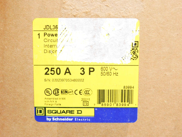 SQUARE D JDL36250 600V 250A NSMP