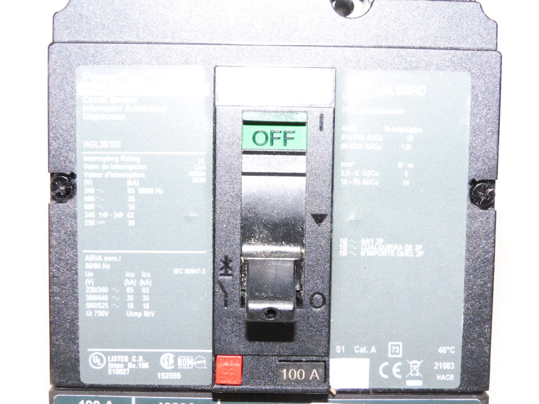 SQUARE D HGL36100 100A 600V (AS PICTURED) NSMP