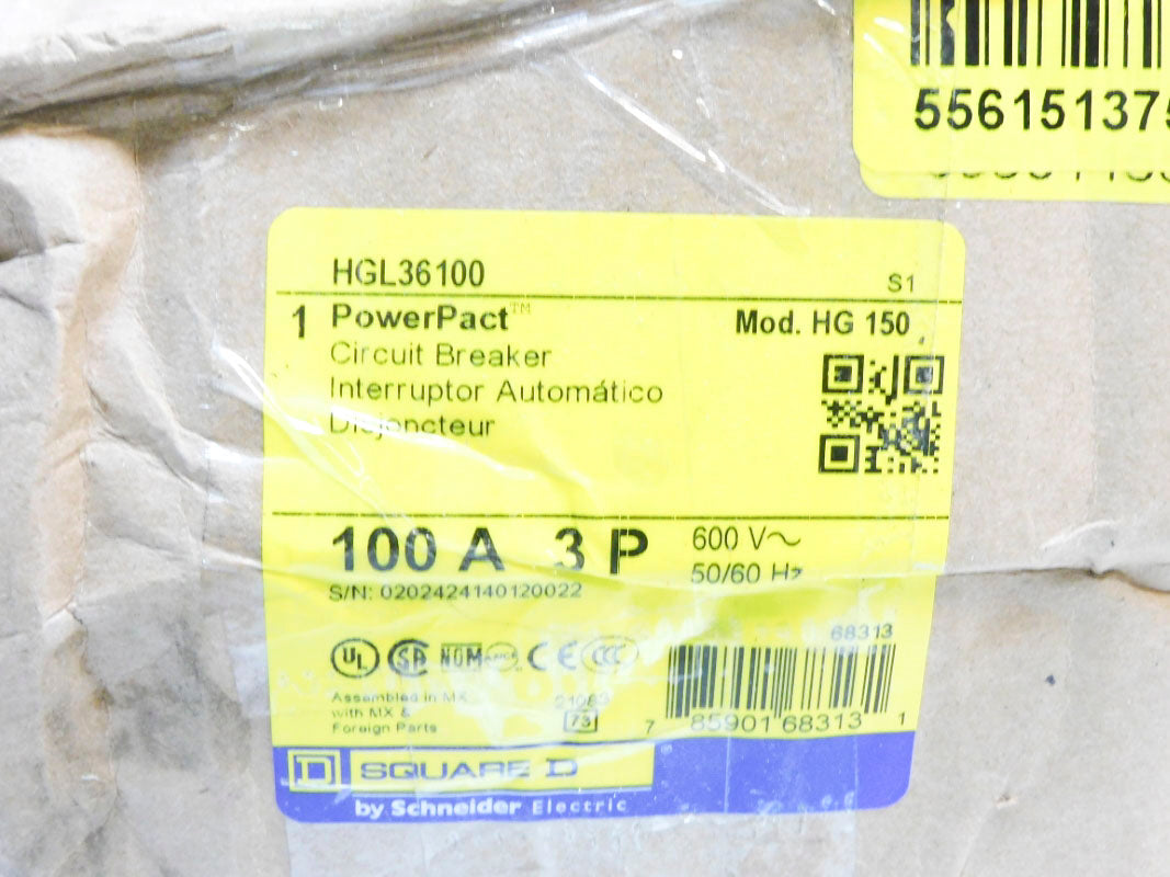 SQUARE D HGL36100 100A 600V (AS PICTURED) NSMP