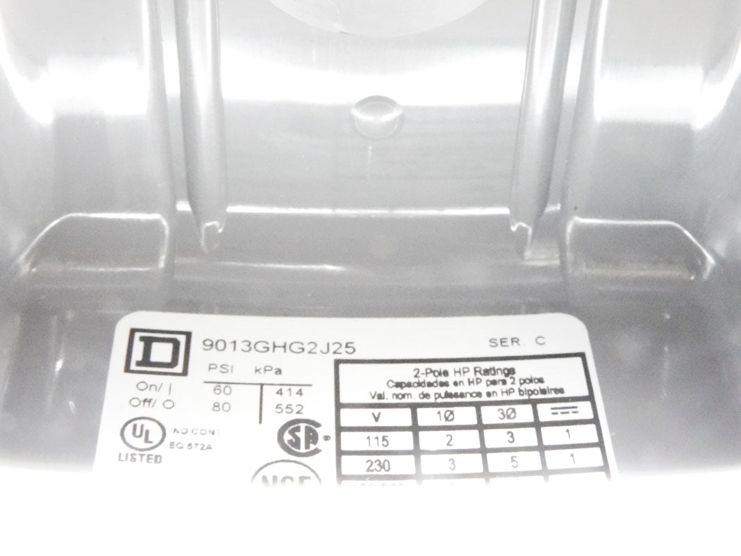 SQUARE D 9013GHG2J25 SER. C 60/80PSI (AS PICTURED) NSNP