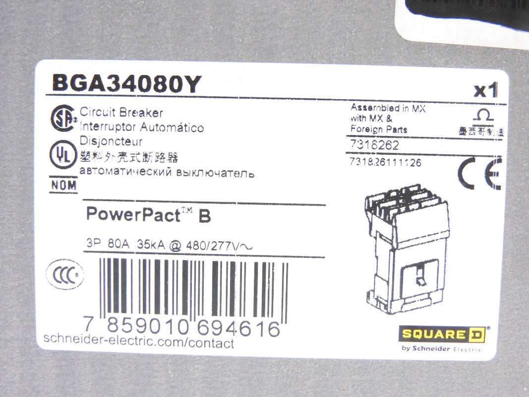 SQUARE D BGA34080Y 80A 480/277V NSMP