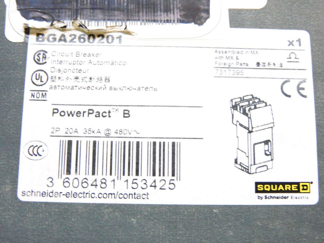 SQUARE D BGA260201 20A 480V NSMP