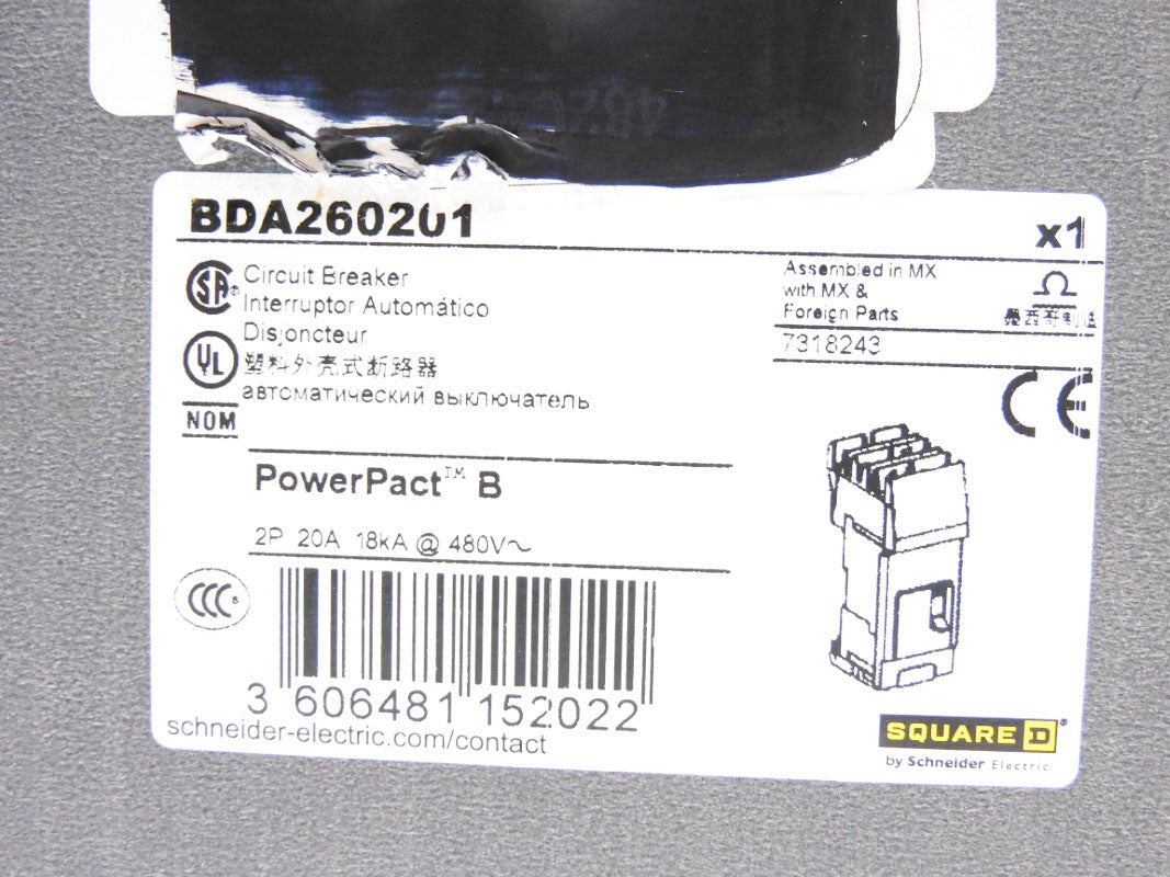 SQUARE D BDA260201 20A 480V NSMP
