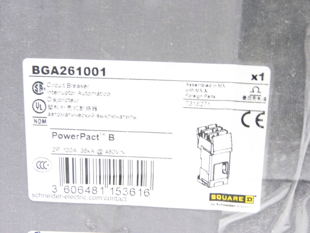 SQUARE D BGA261001 100A 480V NSMP