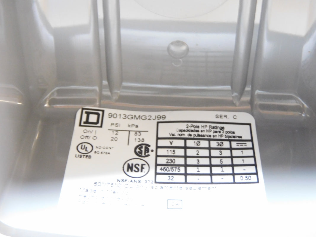 SQUARE D 9013GMG2J99 SER. C 12/20PSI NSMP