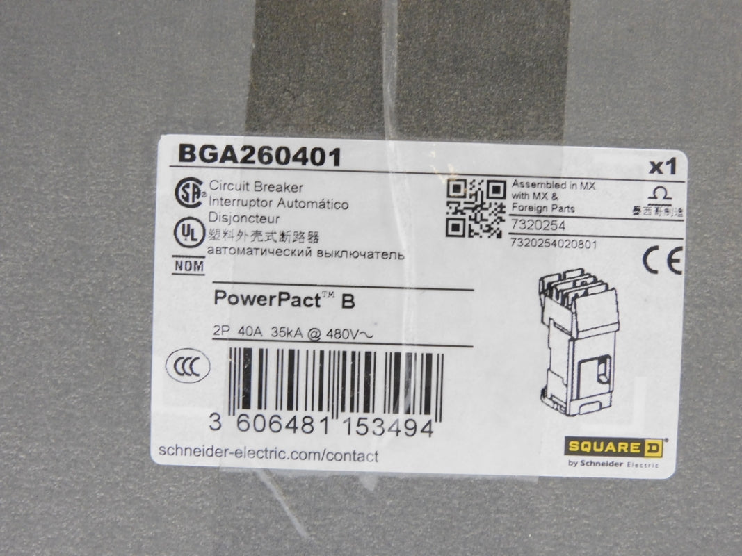 SQUARE D BGA260401 40A 480V NSMP