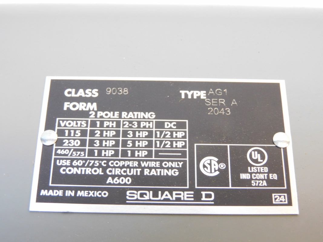 SQUARE D 9038AG1 SER. A NSMP