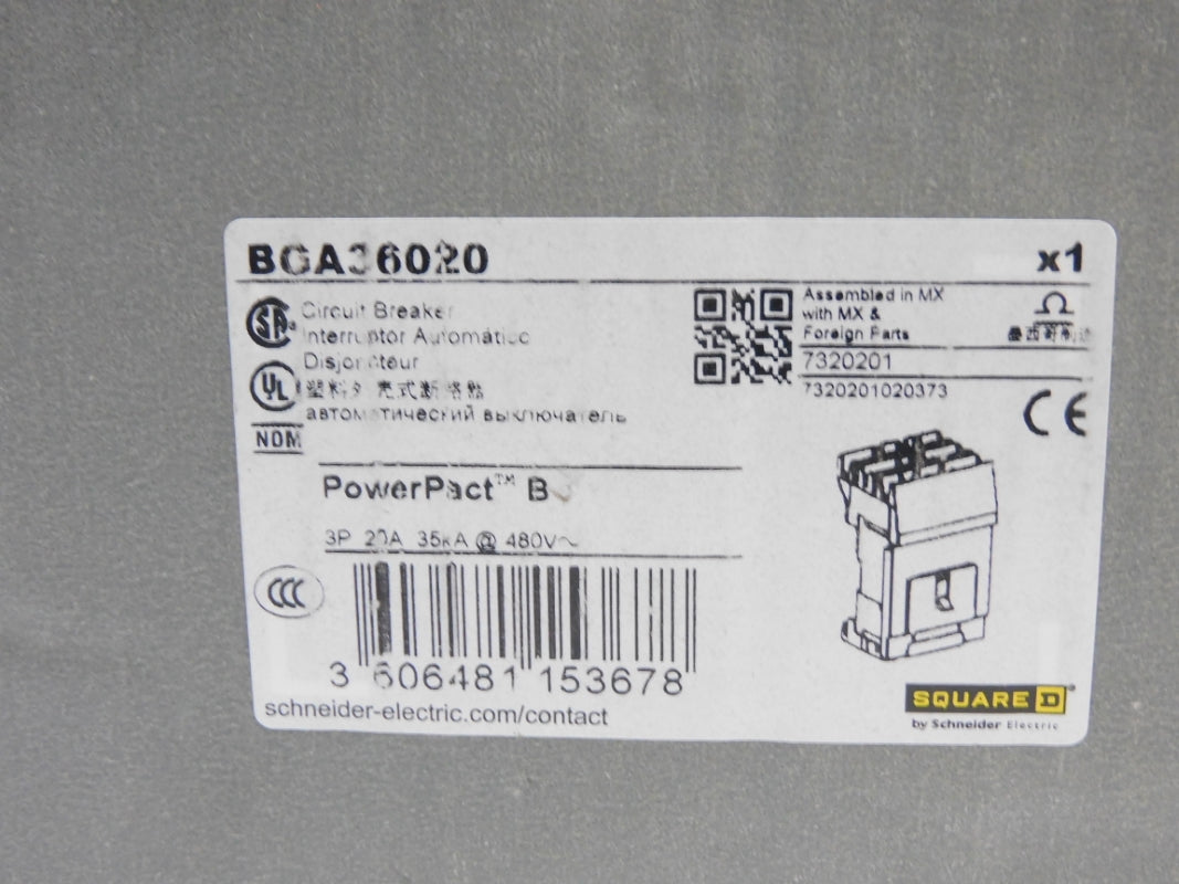 SQUARE D BGA36020 480V 20A NUPI