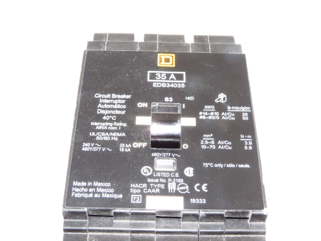 SQUARE D EDB34035 277V 35A NSMP