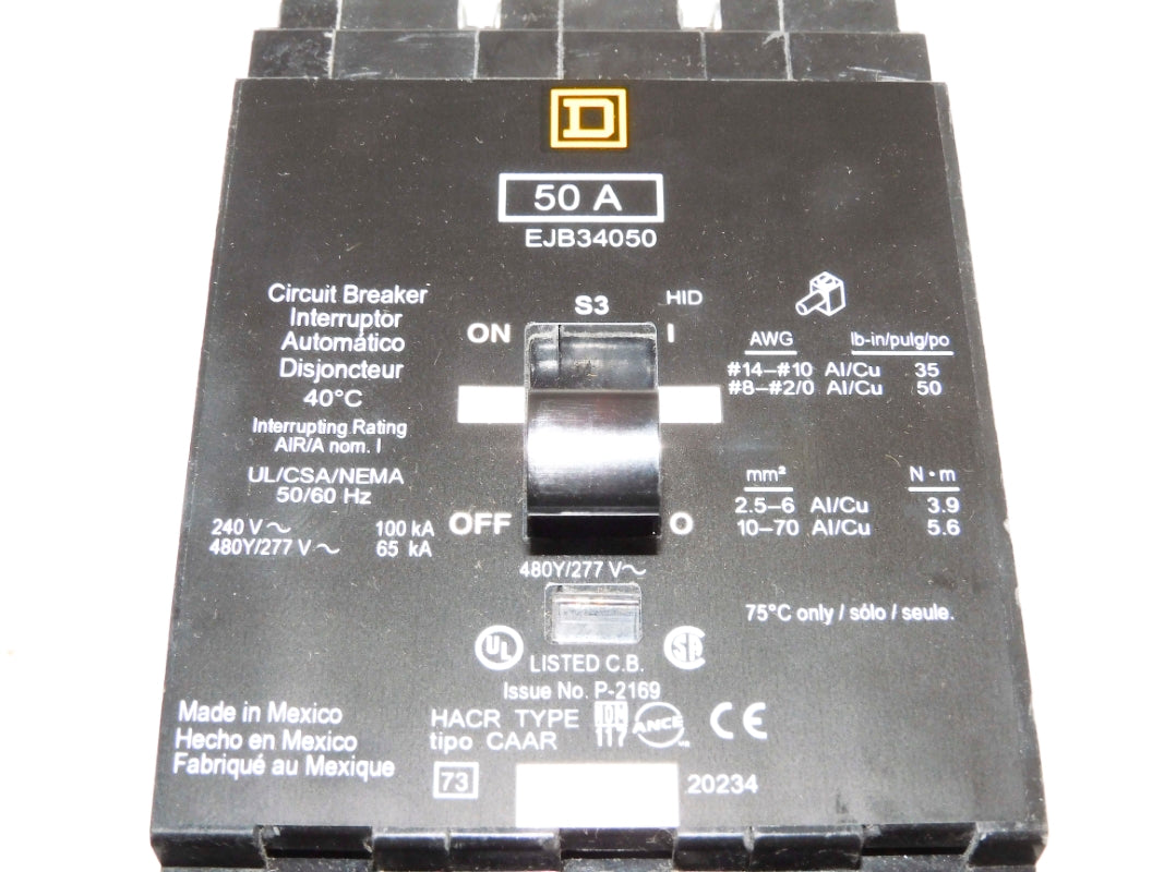 SQUARE D EJB34050 277V 50A  NSMP