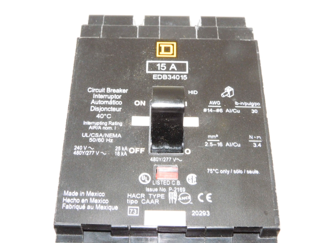 SQUARE D EDB34015 SER. S3 277V 15A NSMP
