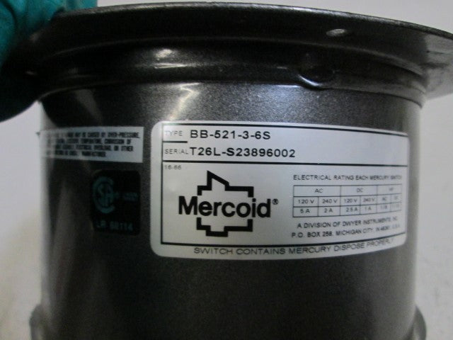MERCOID DIFFERENTIAL PRESSURE SWITCH BB-521-3-6S *USED*