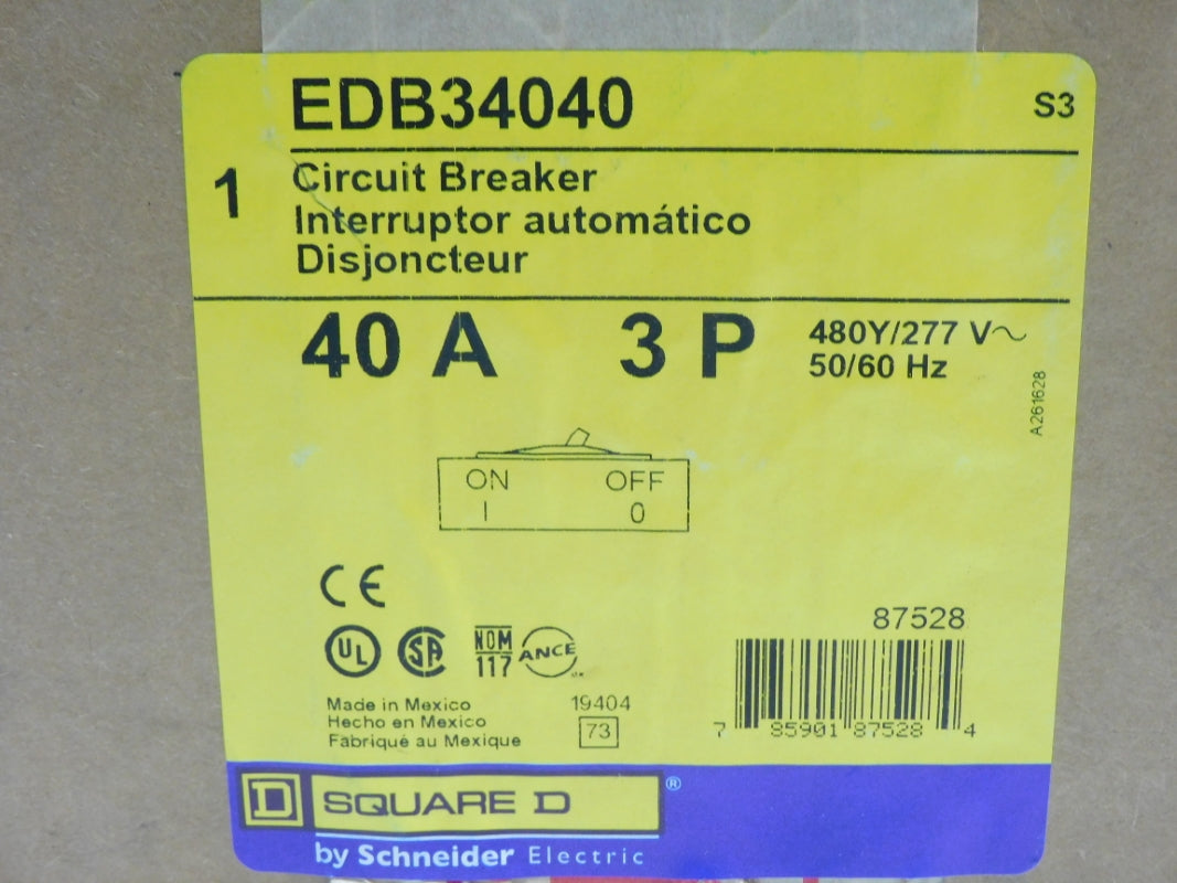 SQUARE D EDB34040 40A 480/277V (AS PICTURED) NSMP