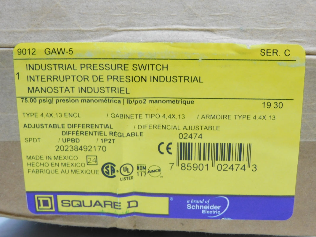 SQUARE D 9012GAW5 SER. C 75PSIG NSMP