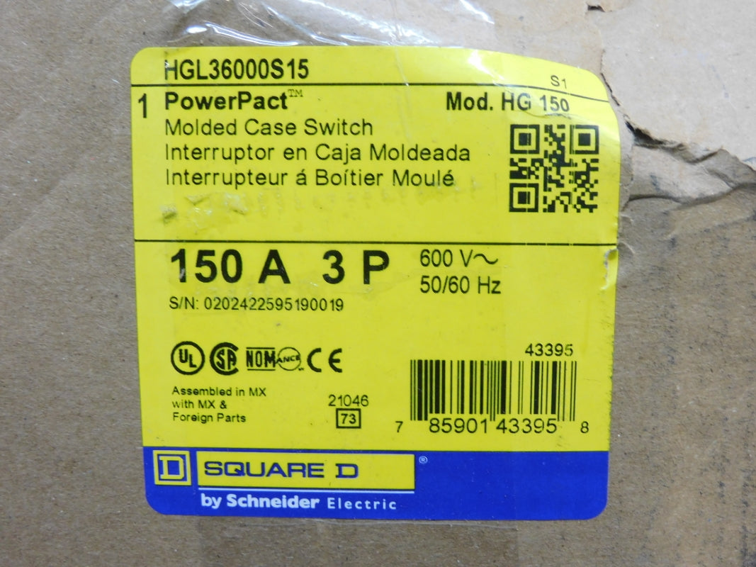 SQUARE D HGL36000S15 600V 150A (AS PICTURED) NSMP