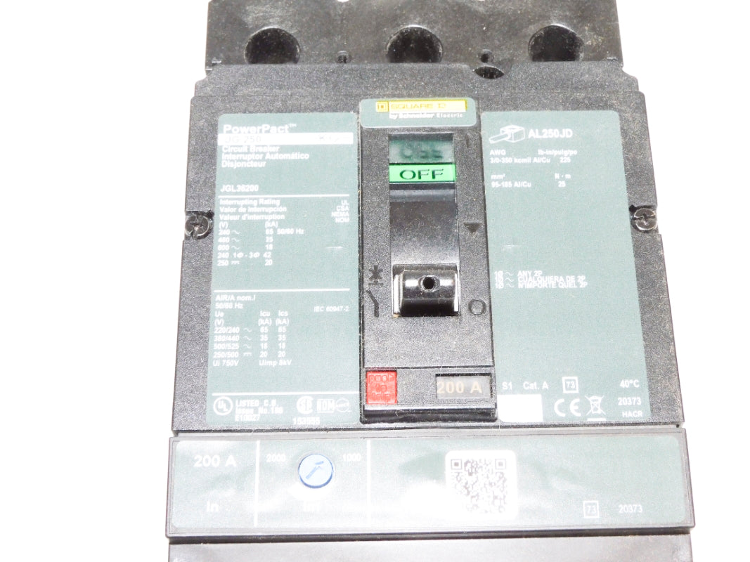 SQUARE D JGL36200 200A 600V (AS PICTURED) NSMP