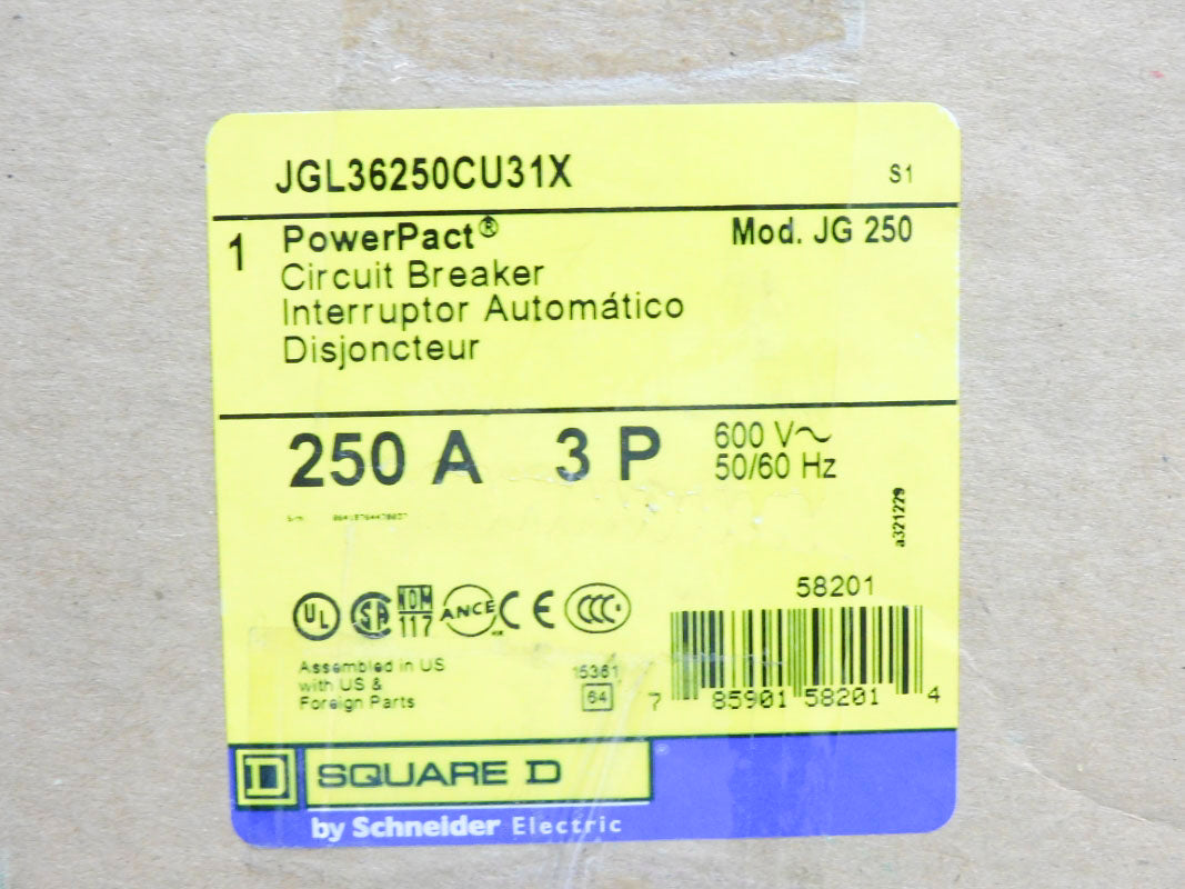 SQUARE D JGL36250CU31X 600V 250A NSMP
