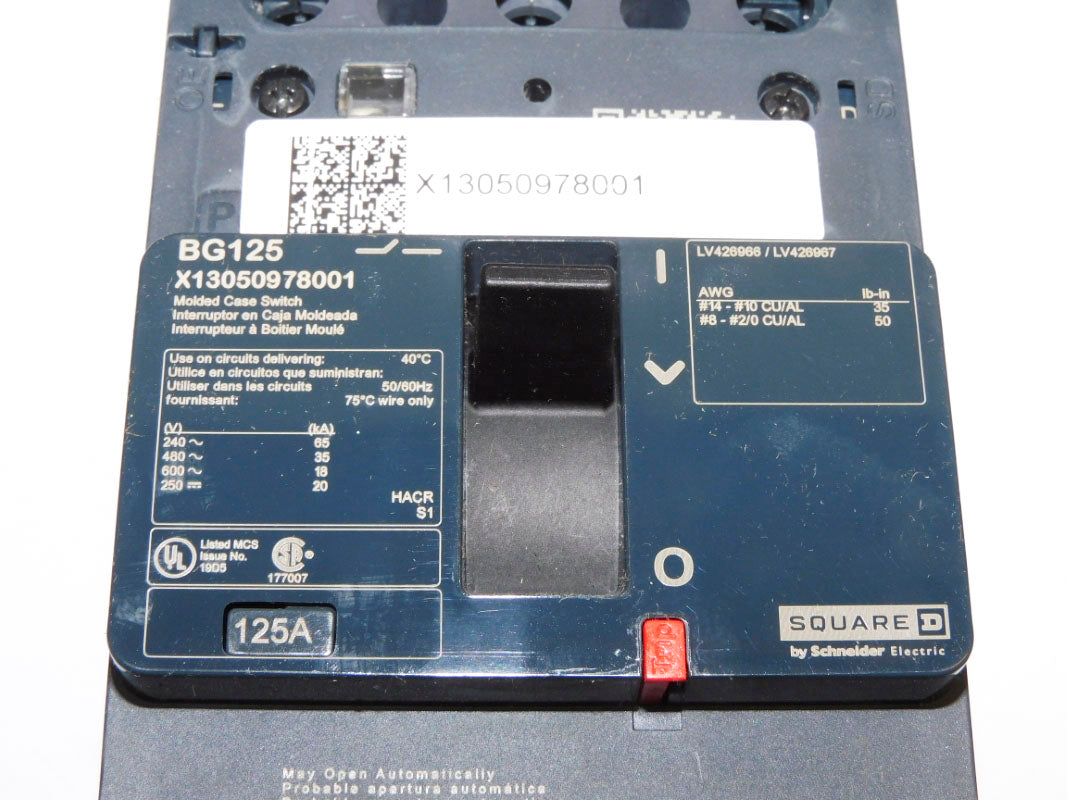 SQUARE D X13050978001 480V 125A NSMP