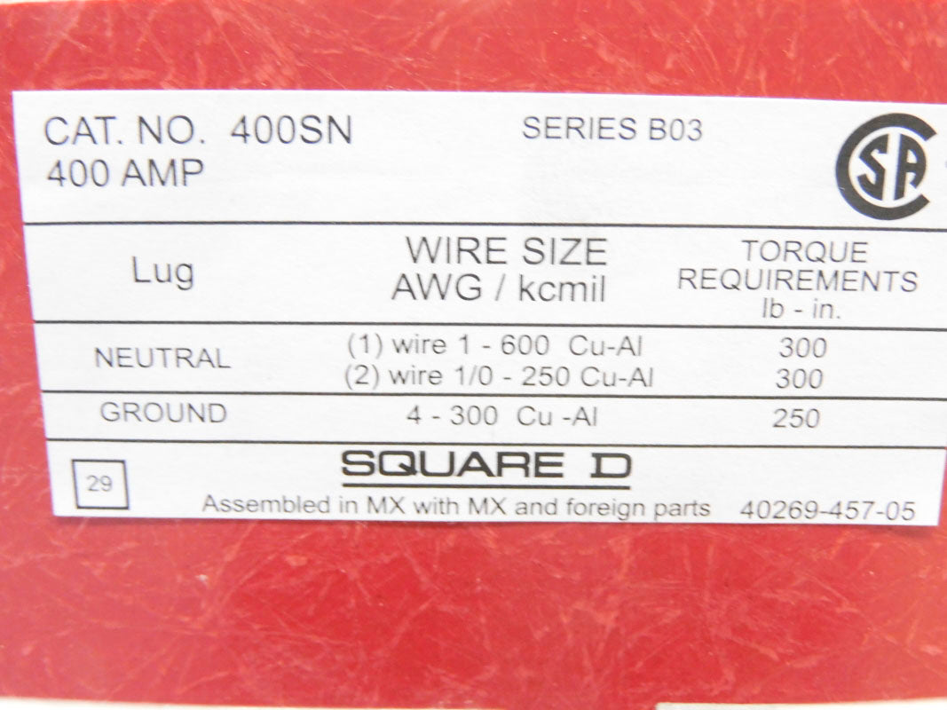 SQUARE D 400SN SER. B03 NSMP