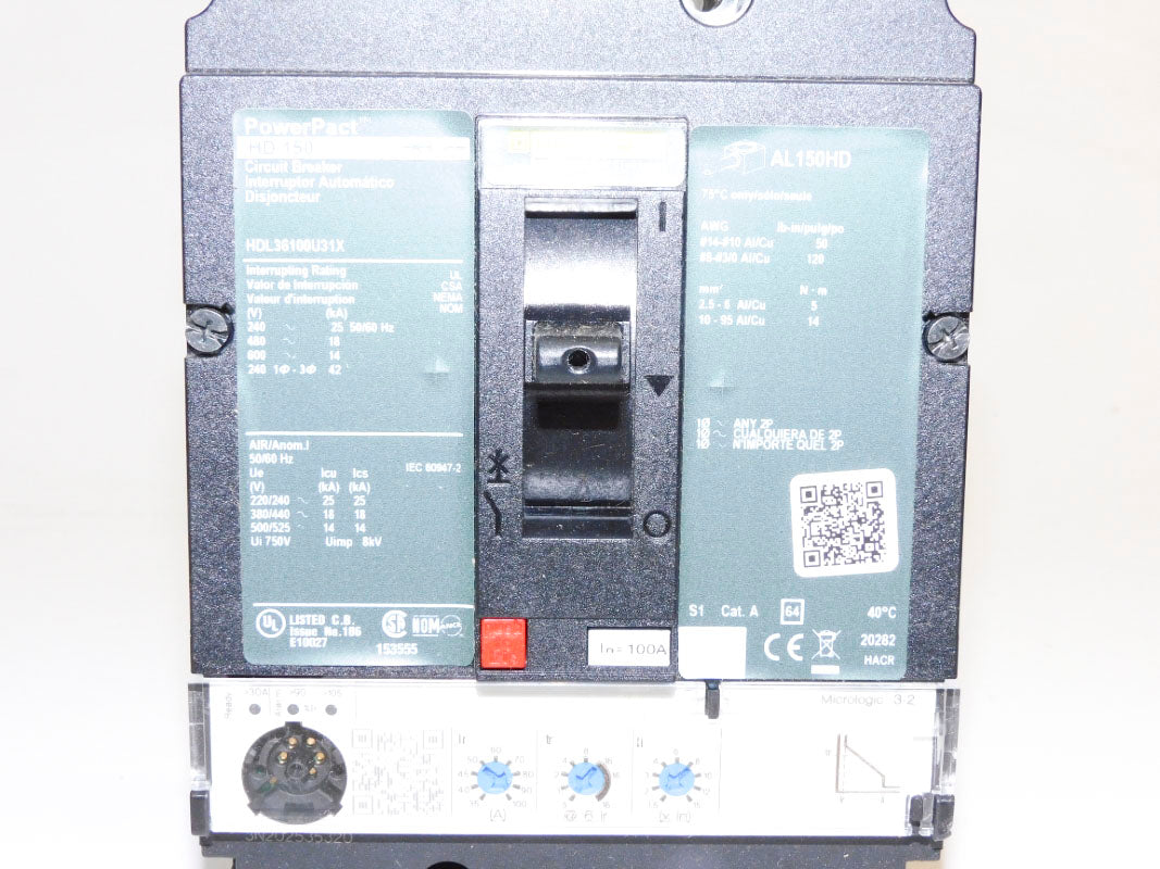 SQUARE D HDL36100U31X 100A 600V NSMP