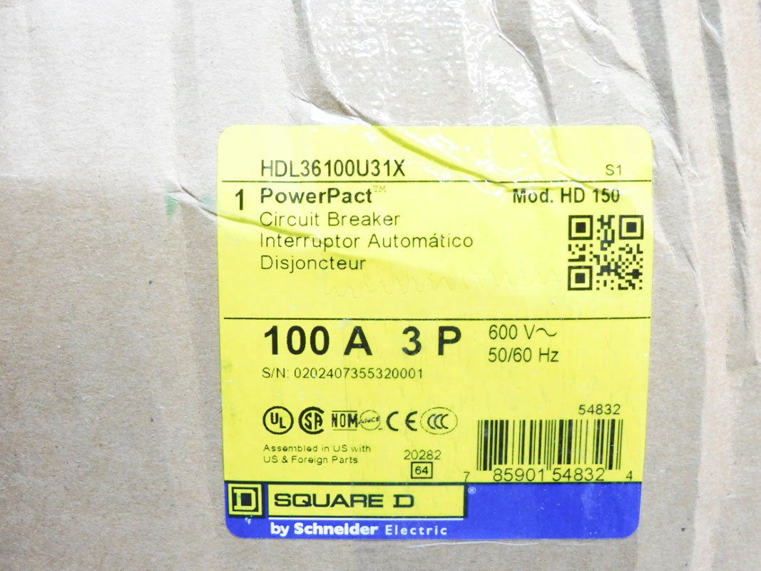SQUARE D HDL36100U31X 100A 600V NSMP