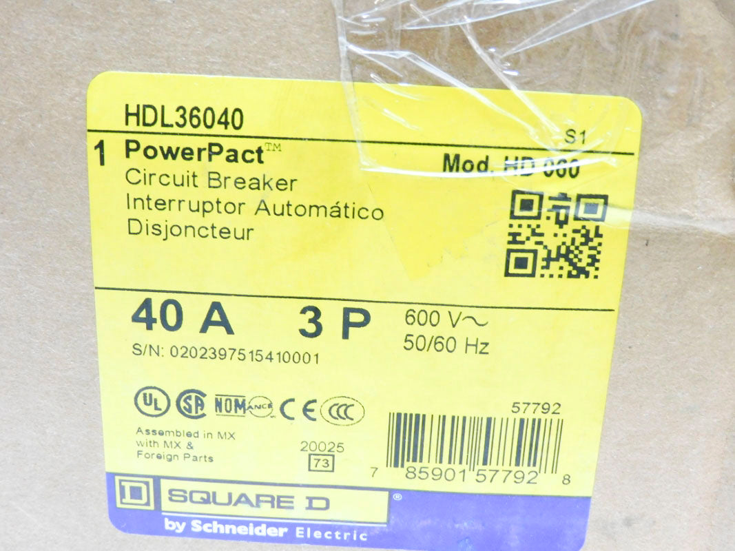 SQUARE D HDL36040 SER. 1 600V 40A NSMP