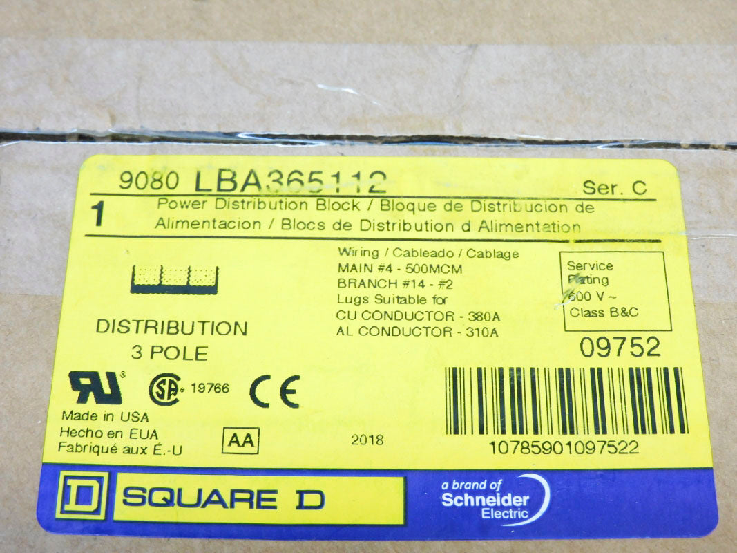 SQUARE D 9080LBA365112 SER. C NSFS
