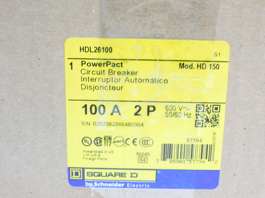 SQUARE D HDL26100 100A 600V NSMP