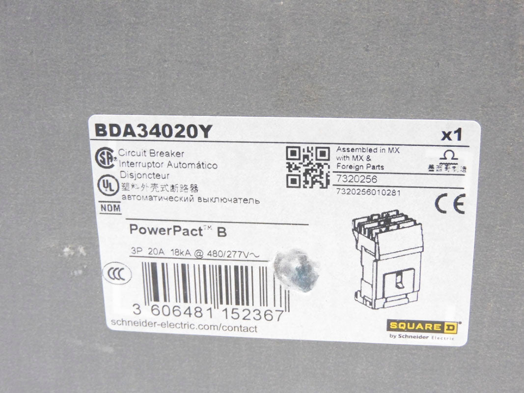SQUARE D BDA34020Y 20A 480/277V NSMP