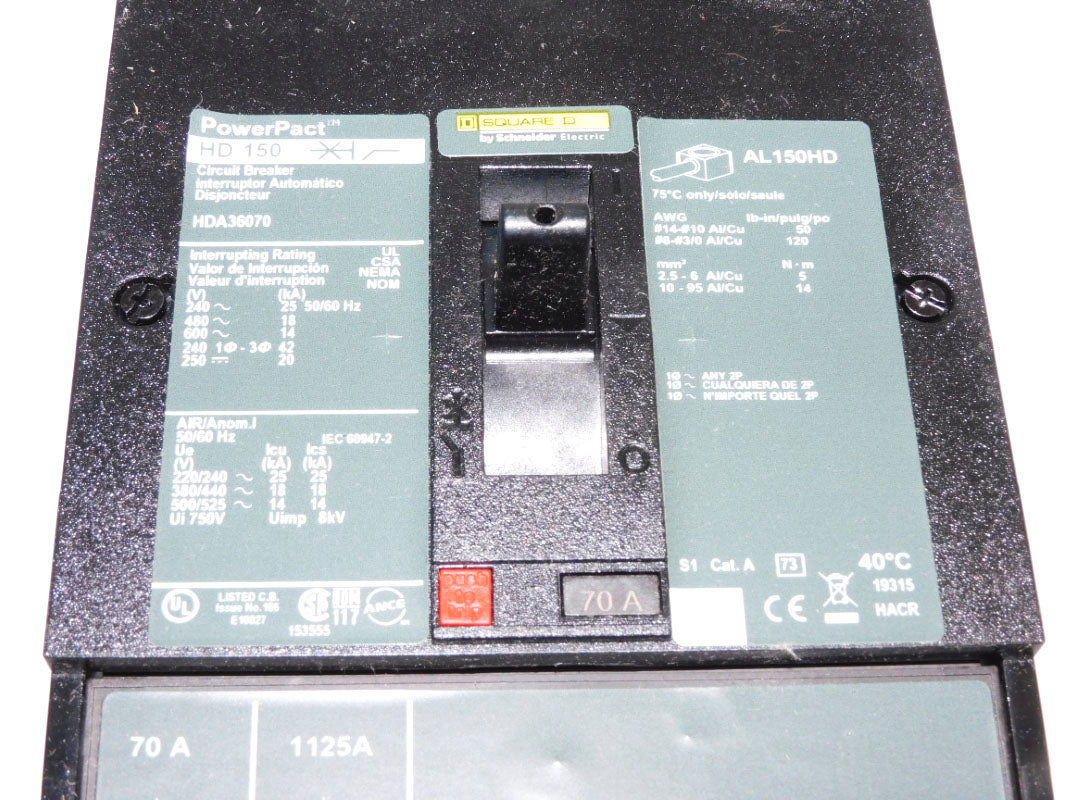 SQUARE D HDA36070 70A 600V (AS PICTURED) NSNP